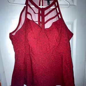 Torrid Cages Red Leopard Print Peplum Top